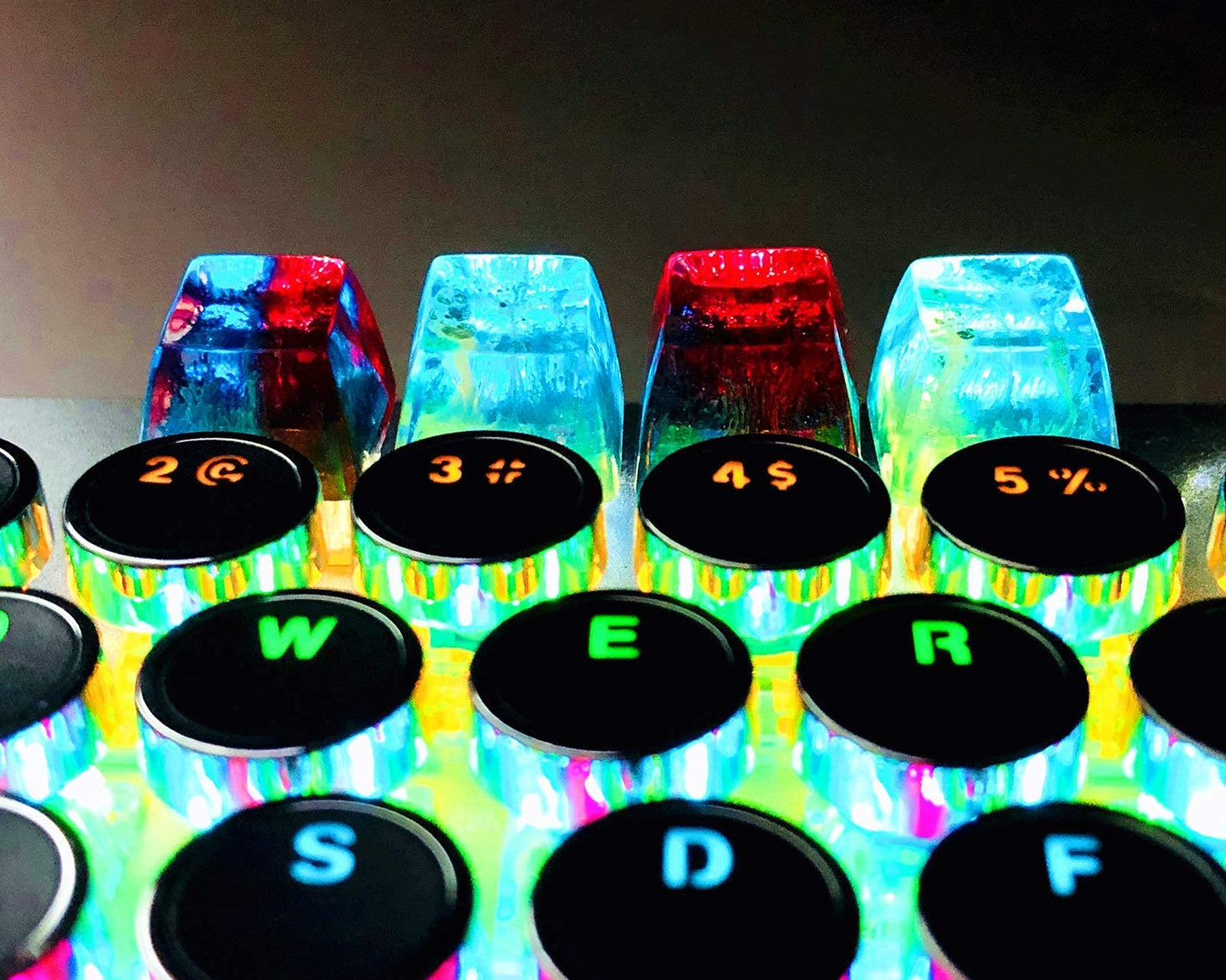 1 Pcs Handmade Seabed Landscape R4 Keycap Resin Artisan Backlit Switch SA Profile for Cherry MX RGB Gaming Mechanical Keyboard DIY Replace (red)