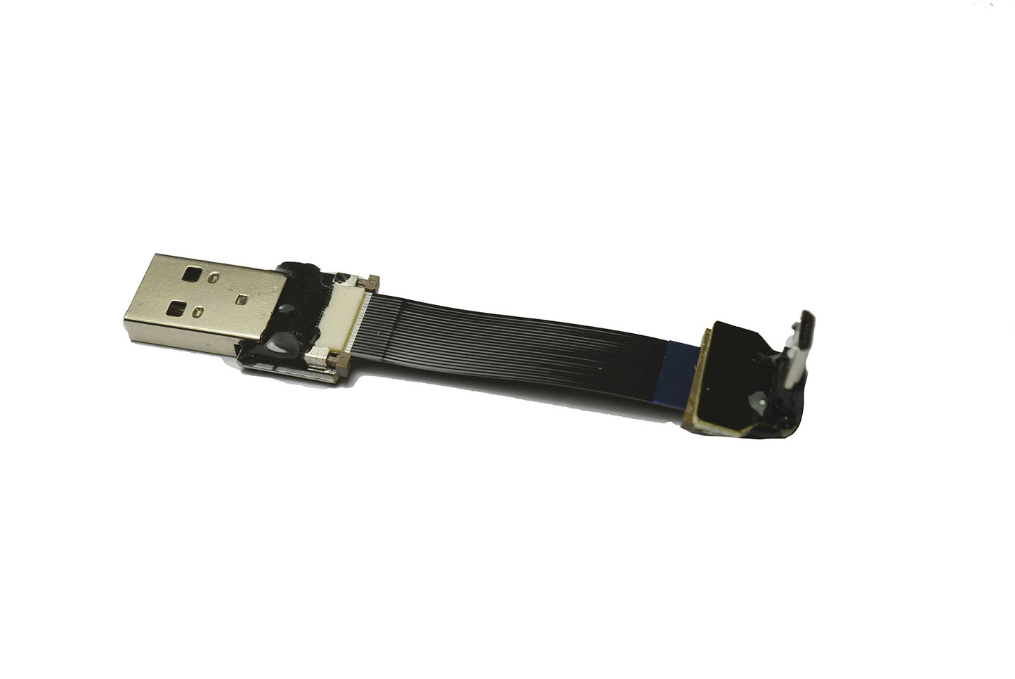 Permanent Short FPV Flat Slim Thin Ribbon FPC Cable Micro USB 90 Degree to Standard USB A for sync and Charging (5CM)
