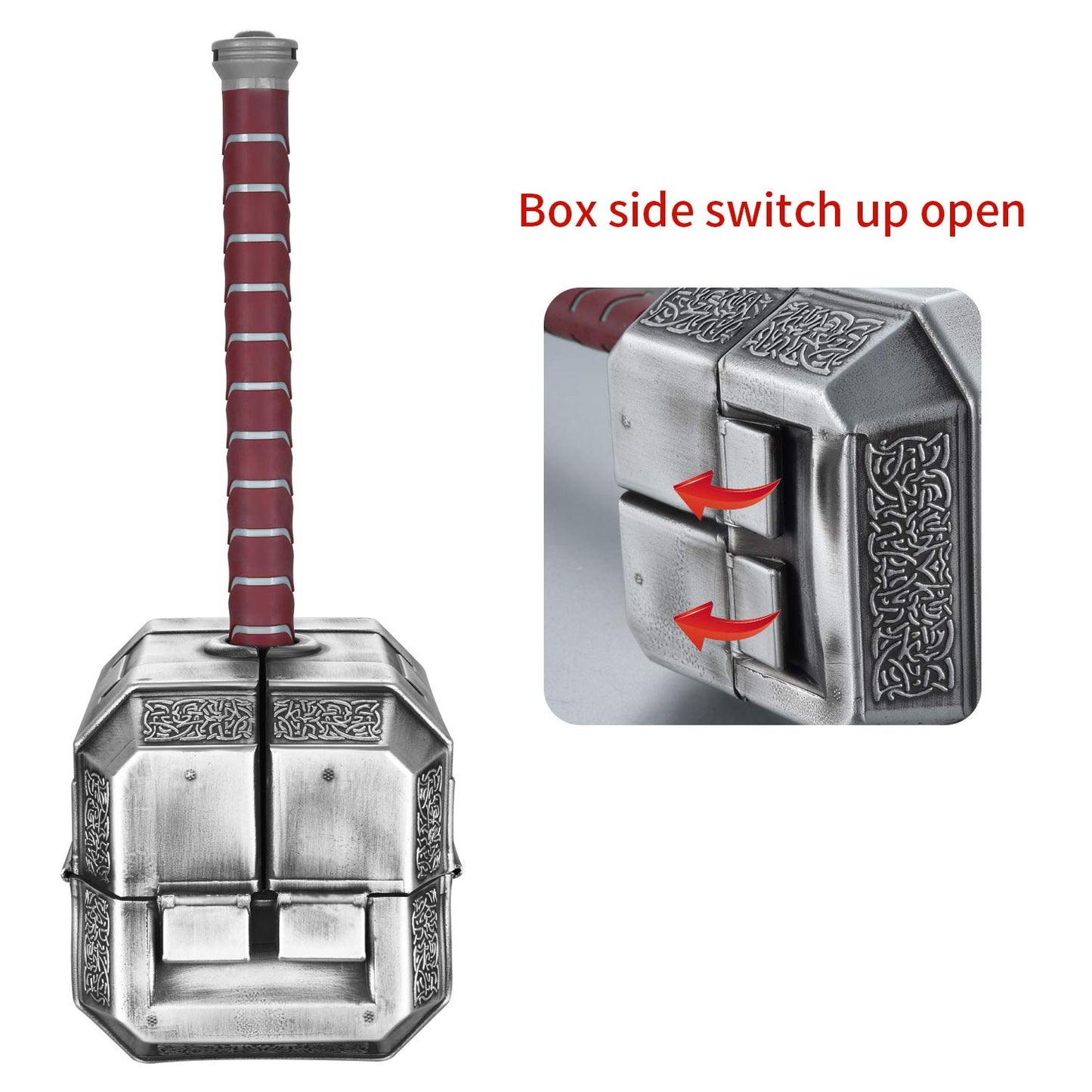 TOKKOT Thor Hammer Tool Box, 28pcs Multifunctional Home Repair Tool Set Excellent Hand Tool Novelty Gift for Men as Father's Day Prop Hammer (Silver)