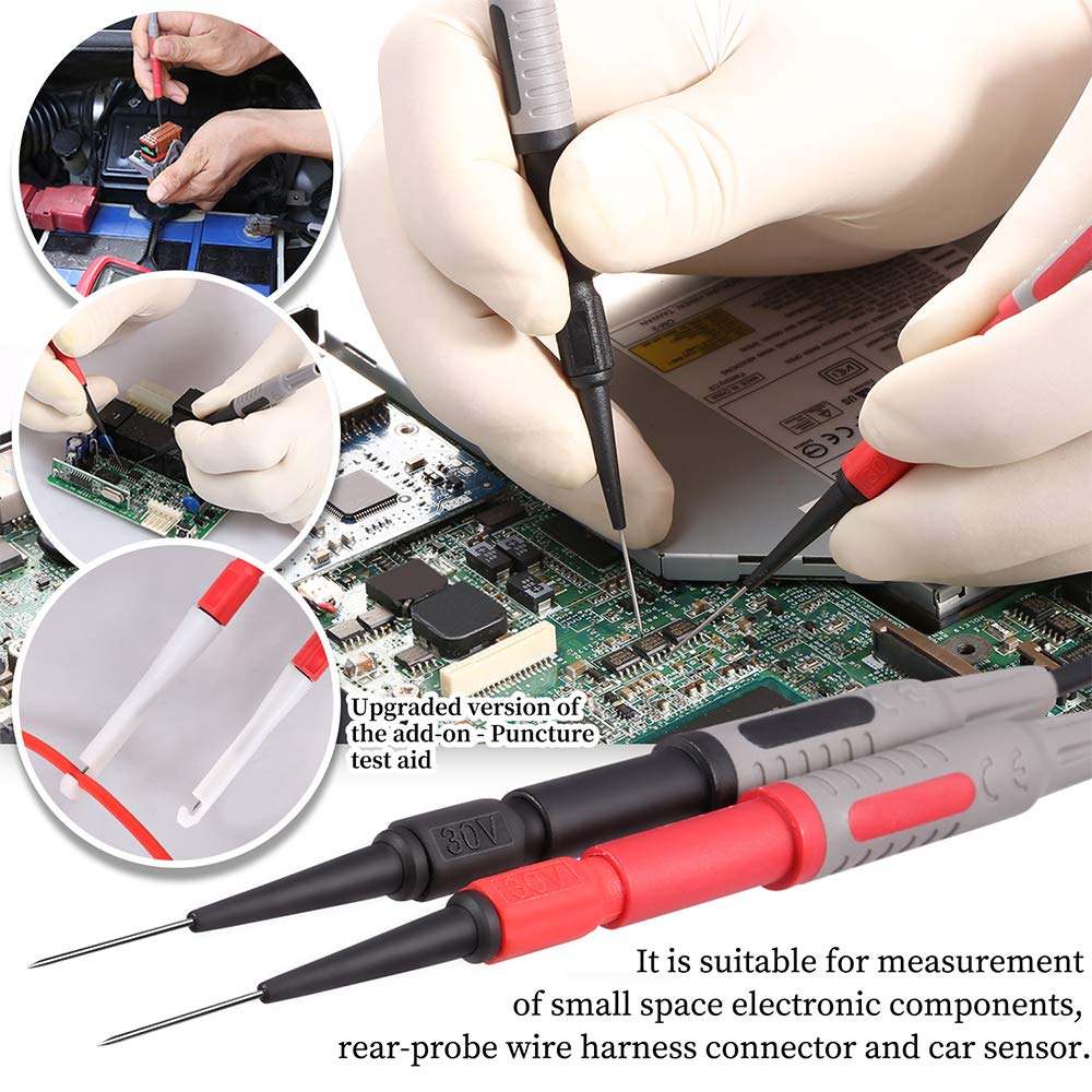Bionso 25-Piece Multimeter Leads Kit, Professional and Upgraded Test Leads Set with Replaceable Gold-Plated Multimeter Probes, Alligator Clips, Test Hooks and Back Probe Pins.