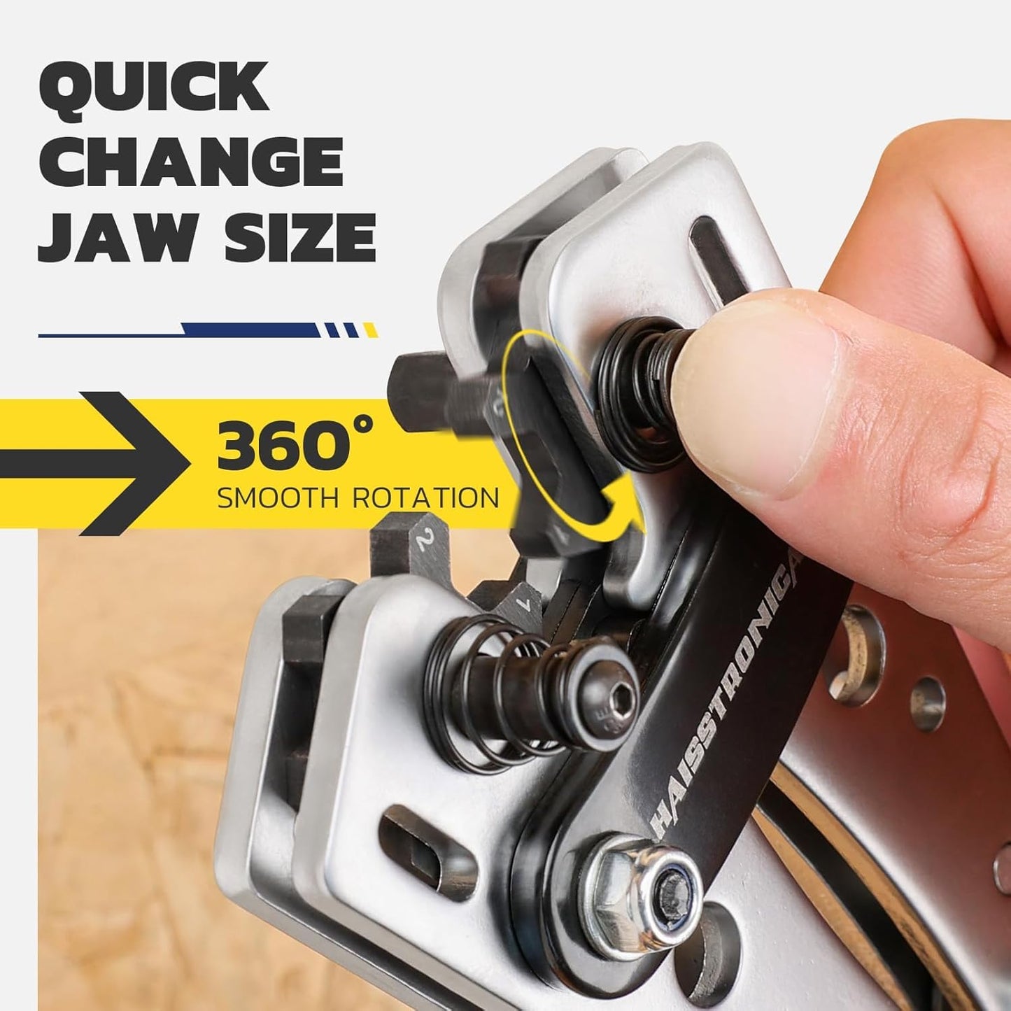haisstronica Heavy Duty Battery Cable Crimping Tool Kit-Ratchet Hex Extended Handle Crimper for 8,6,4,2,1,1/0 AWG Copper Lugs with Cable Cutter