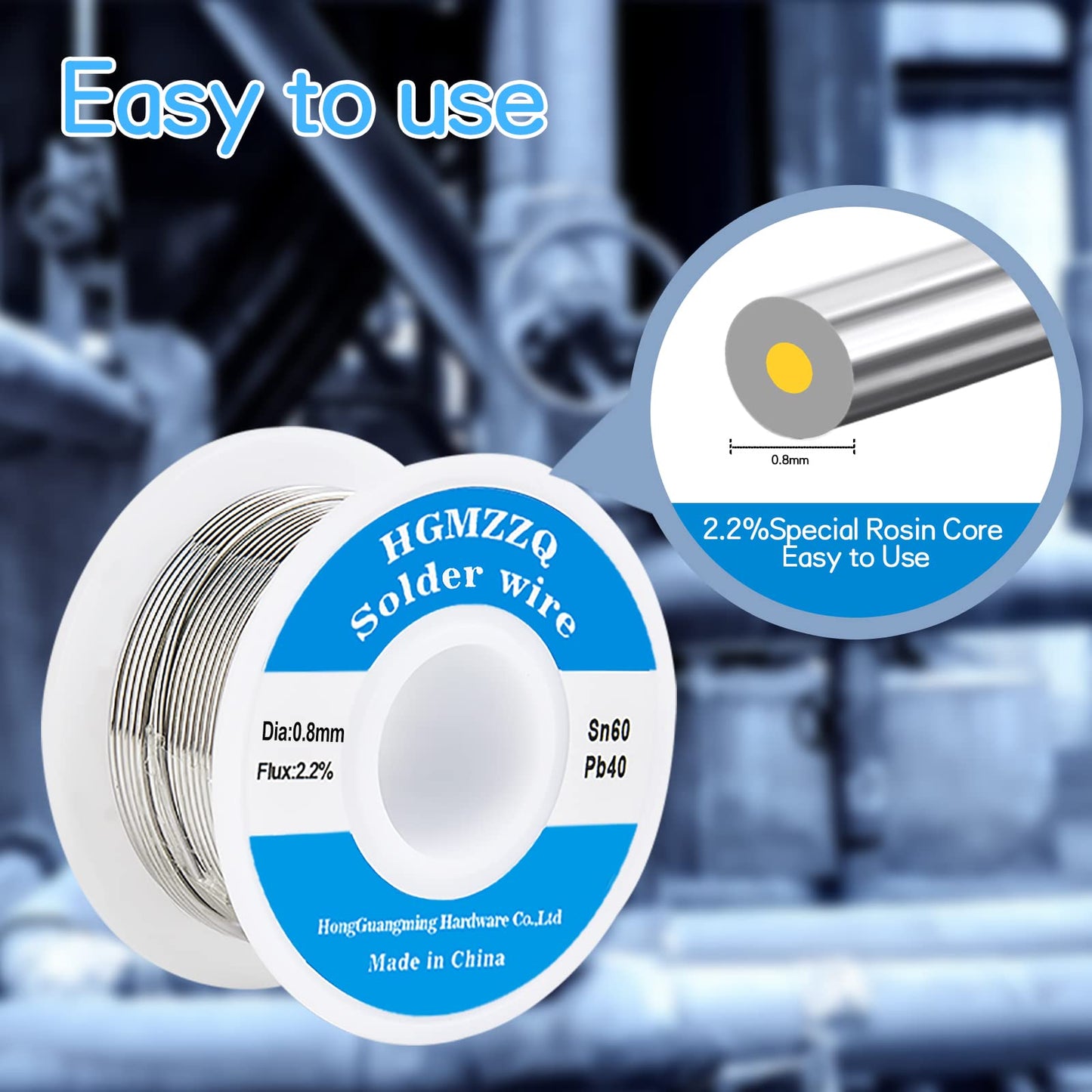 HGMZZQ 60/40 Tin Lead Solder Wire with Rosin core for Electrical Soldering 0.031 inch(0.8mm-50g)