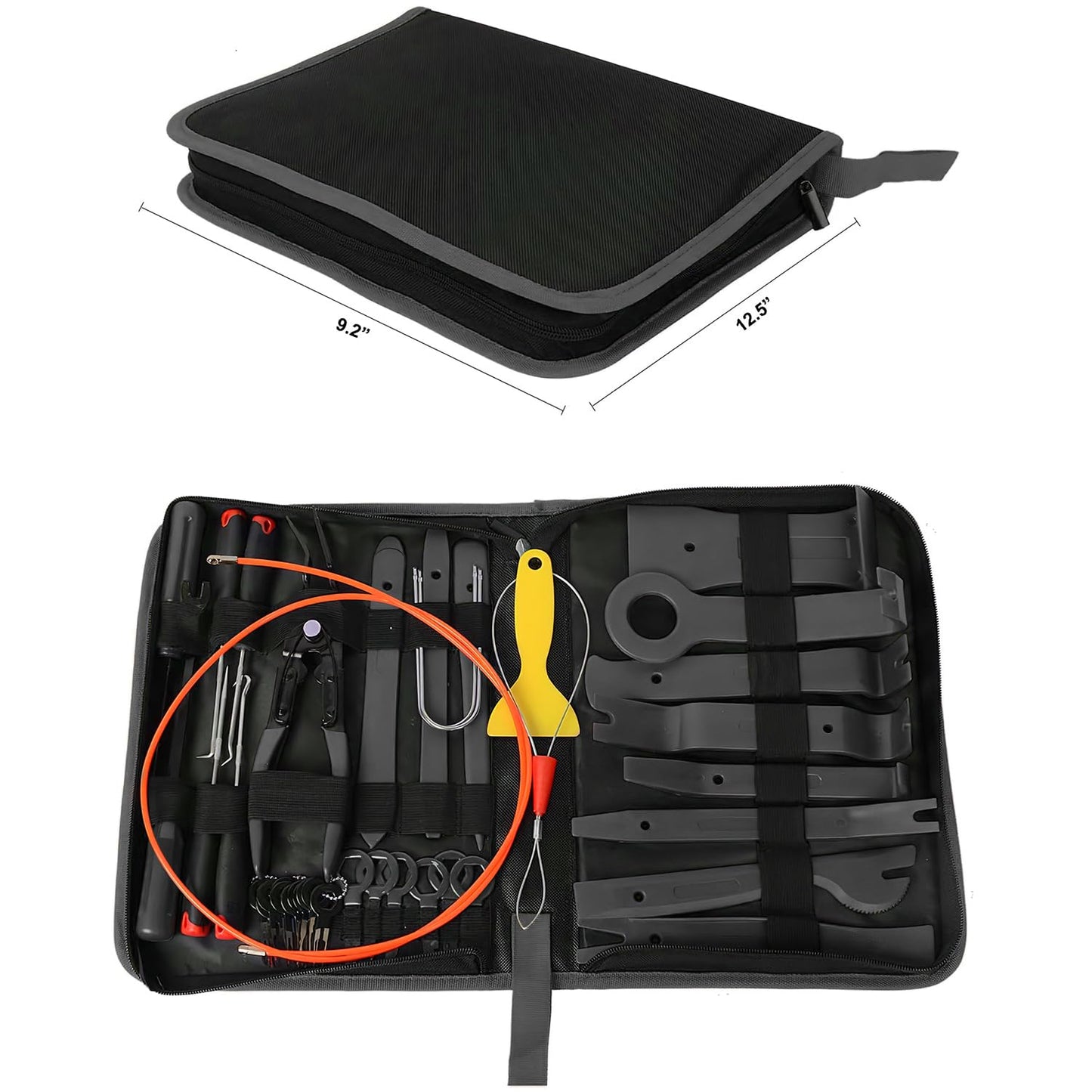 GOOACC 40Pcs Trim Removal Tool,Auto Terminal Removal Key Tool,Auto Clip Pliers Stereo Removal Tools,Car Upholstery Repair Removal Kit,Precision Hook and Pick Set,Wiring Threader,Car Film Scrape-Black