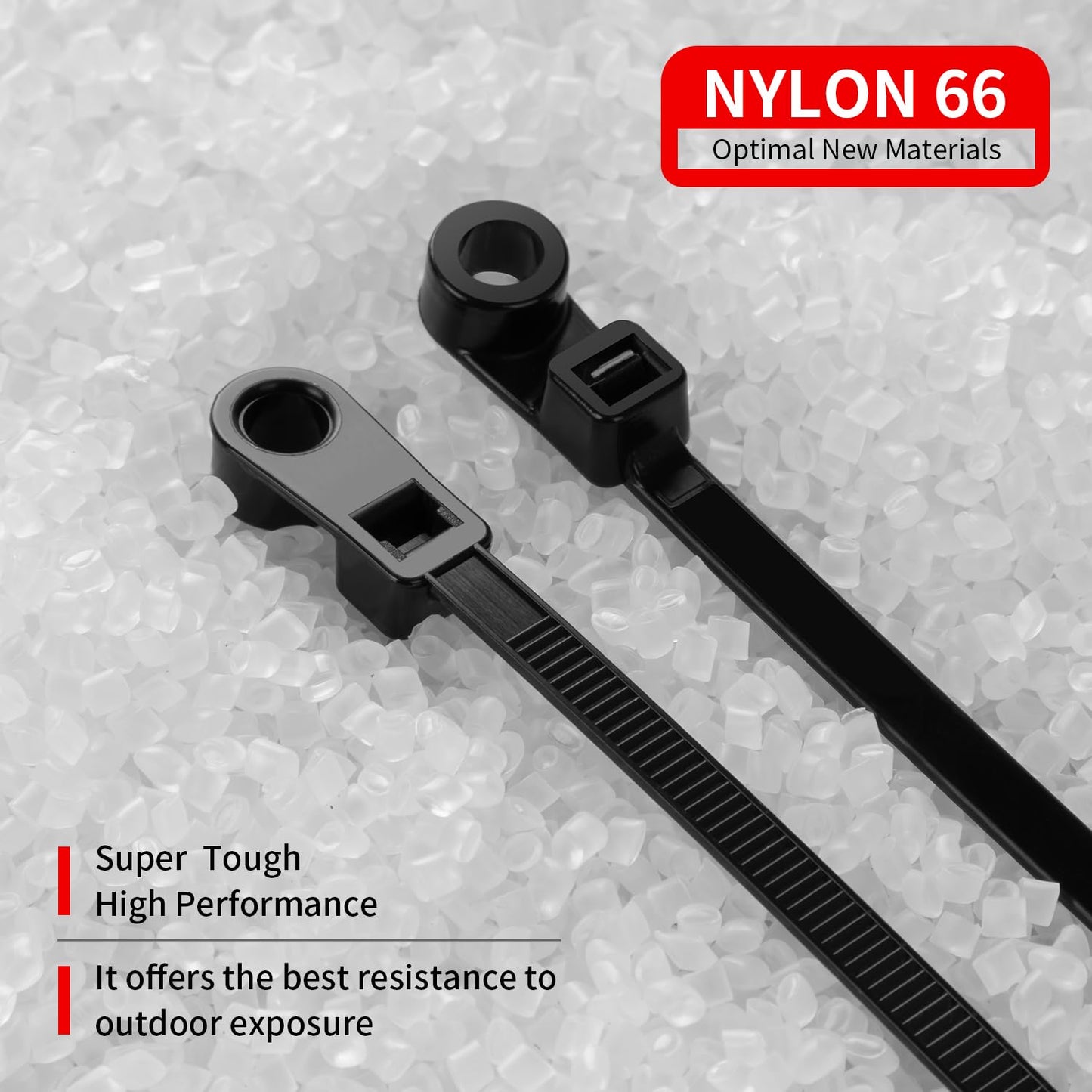MasiStranth 200 PCS 12 inch Black Zip Ties with Screw Hole 75lbs Mountable head Cable Ties Straps Multipurpose Heavy Duty Nylon Cable Zip Ties with Screw Mounting Hole