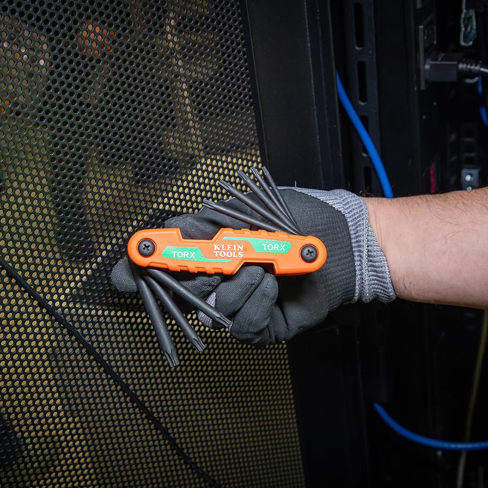 Klein Tools 70543 3-Piece Compact Folding Hex Key Set, Metric, SAE, Torx Sizes, 25 Keys, Industrial Strength Heat Treated Alloy Steel