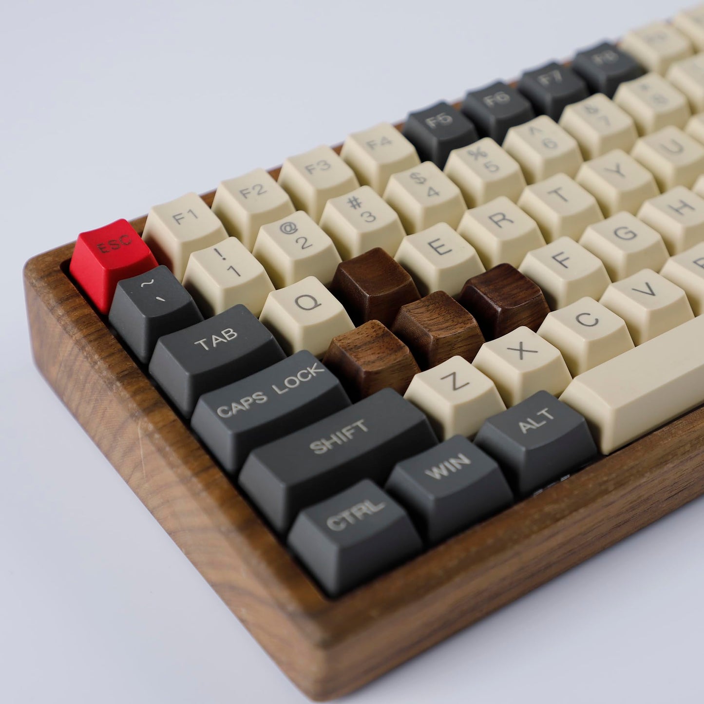 YMDK Wooden Keycap Solid Walnut Wood Keycap Novelty Keycaps Spacebar Esc Arrow Keys OEM Profile for Cherry MX Mechanical Keyboard (WASD 4 Keys R2 R3)