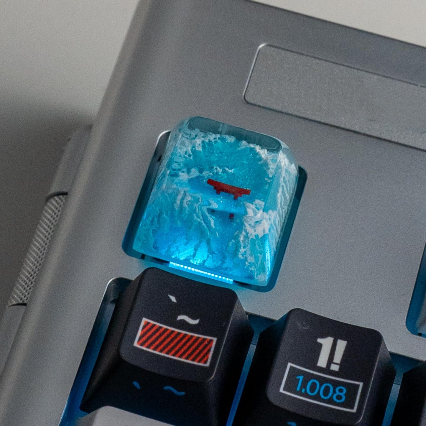 Artisan Keycap - Snow Mountain Custom Keycaps Resin Hanmade Keycaps for Mechanical Keyboard (Snow Sakura Torii SA R3 Profile)