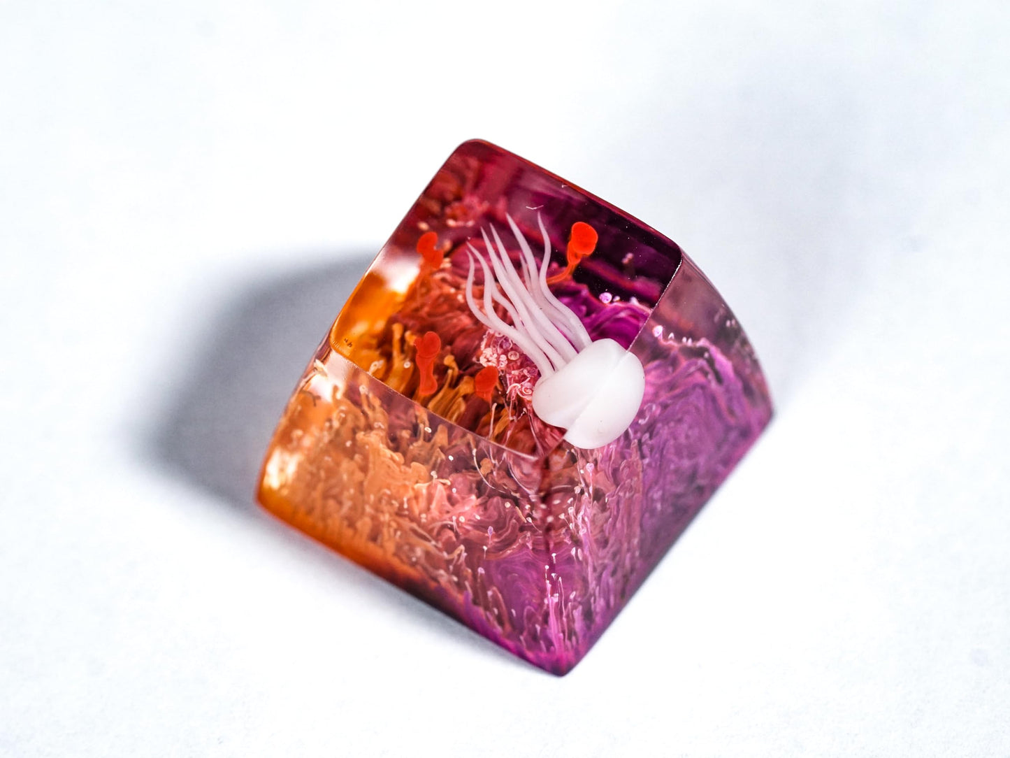 DATKEY Jellyfish Red & Purple Artisan Keycaps - Ocean Cute Aesthetic Custom Keycaps - Gaming Gifts