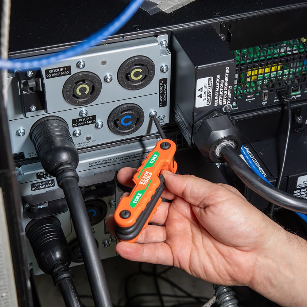 Klein Tools 70543 3-Piece Compact Folding Hex Key Set, Metric, SAE, Torx Sizes, 25 Keys, Industrial Strength Heat Treated Alloy Steel