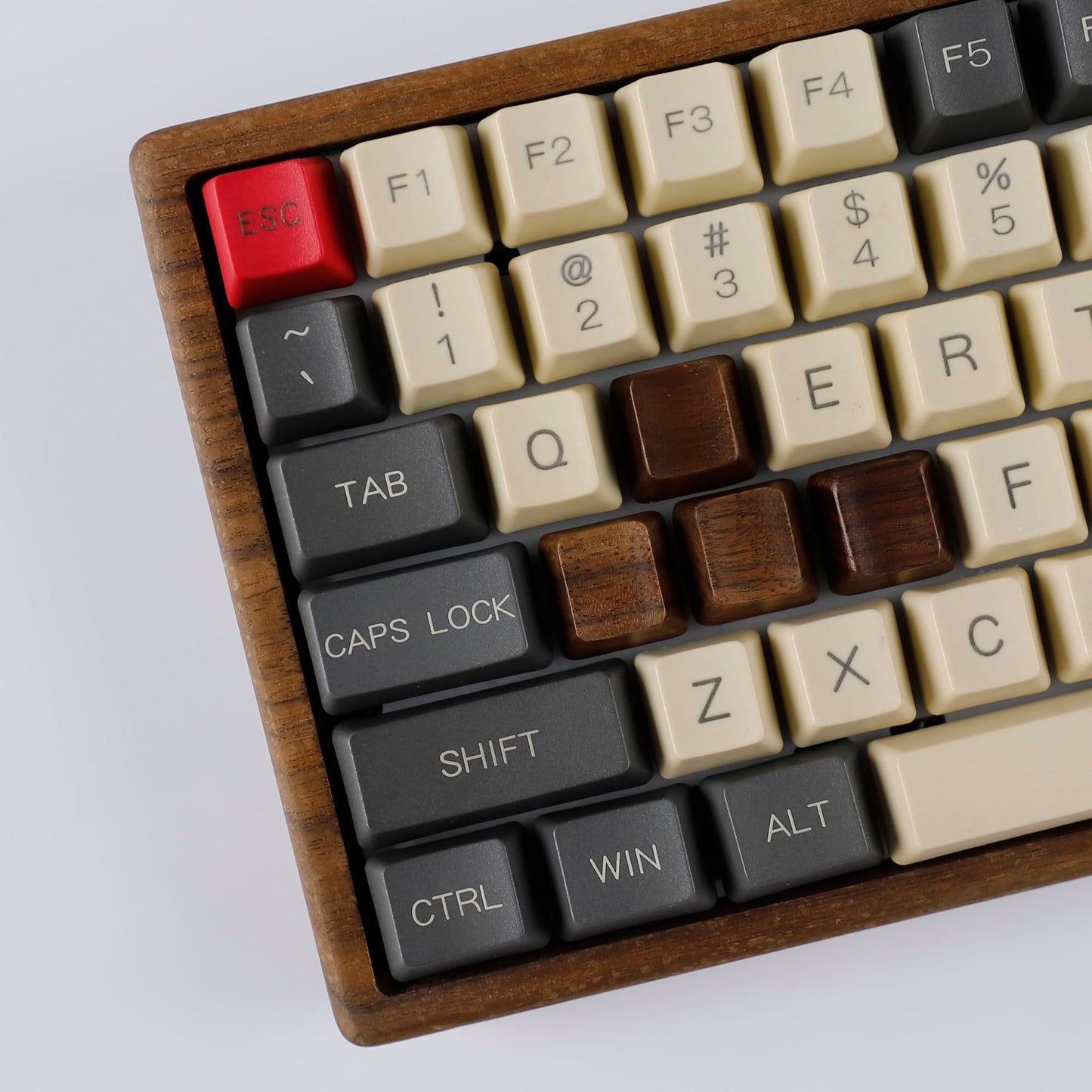 YMDK Wooden Keycap Solid Walnut Wood Keycap Novelty Keycaps Spacebar Esc Arrow Keys OEM Profile for Cherry MX Mechanical Keyboard (WASD 4 Keys R2 R3)