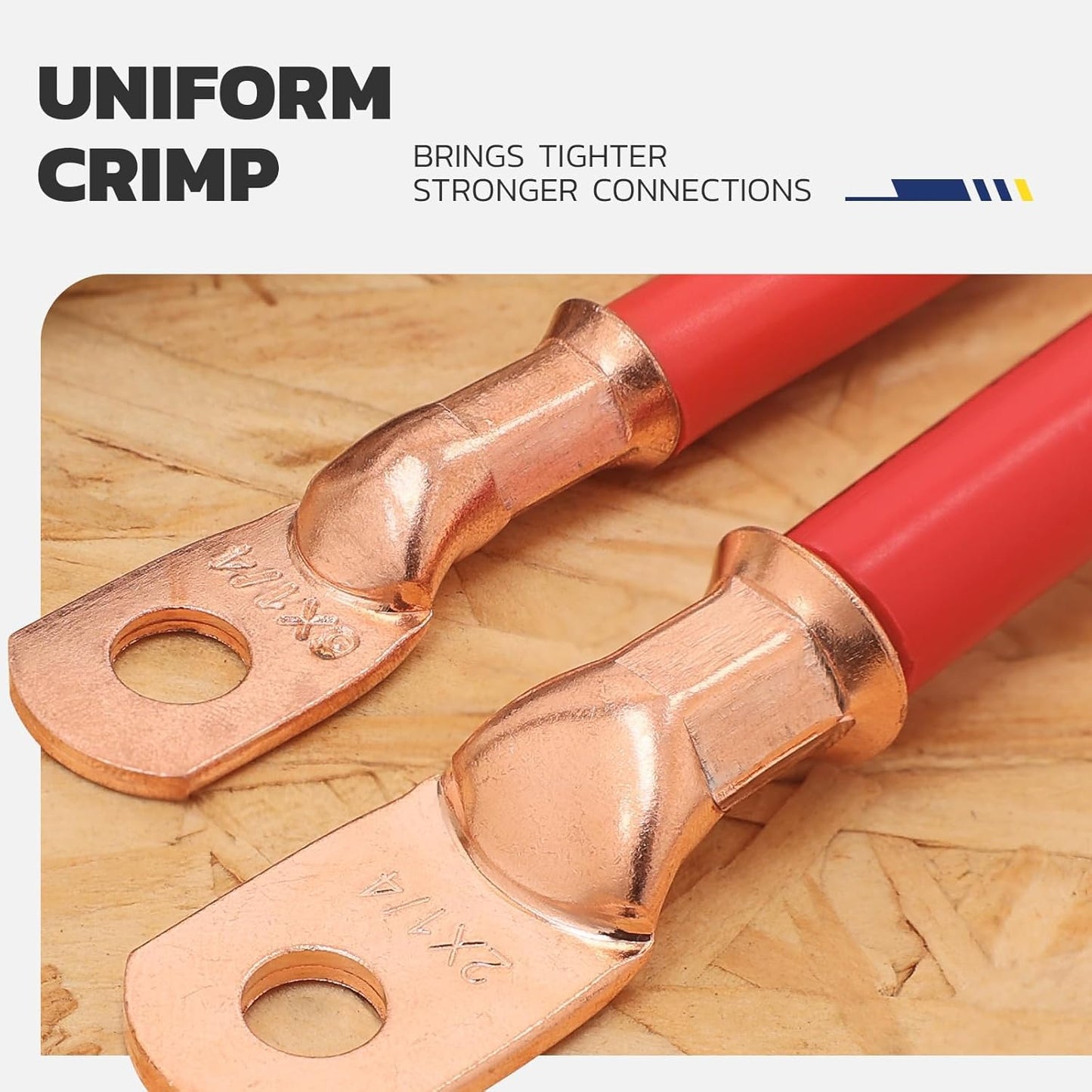 haisstronica Heavy Duty Battery Cable Crimping Tool Kit-Ratchet Hex Extended Handle Crimper for 8,6,4,2,1,1/0 AWG Copper Lugs with Cable Cutter