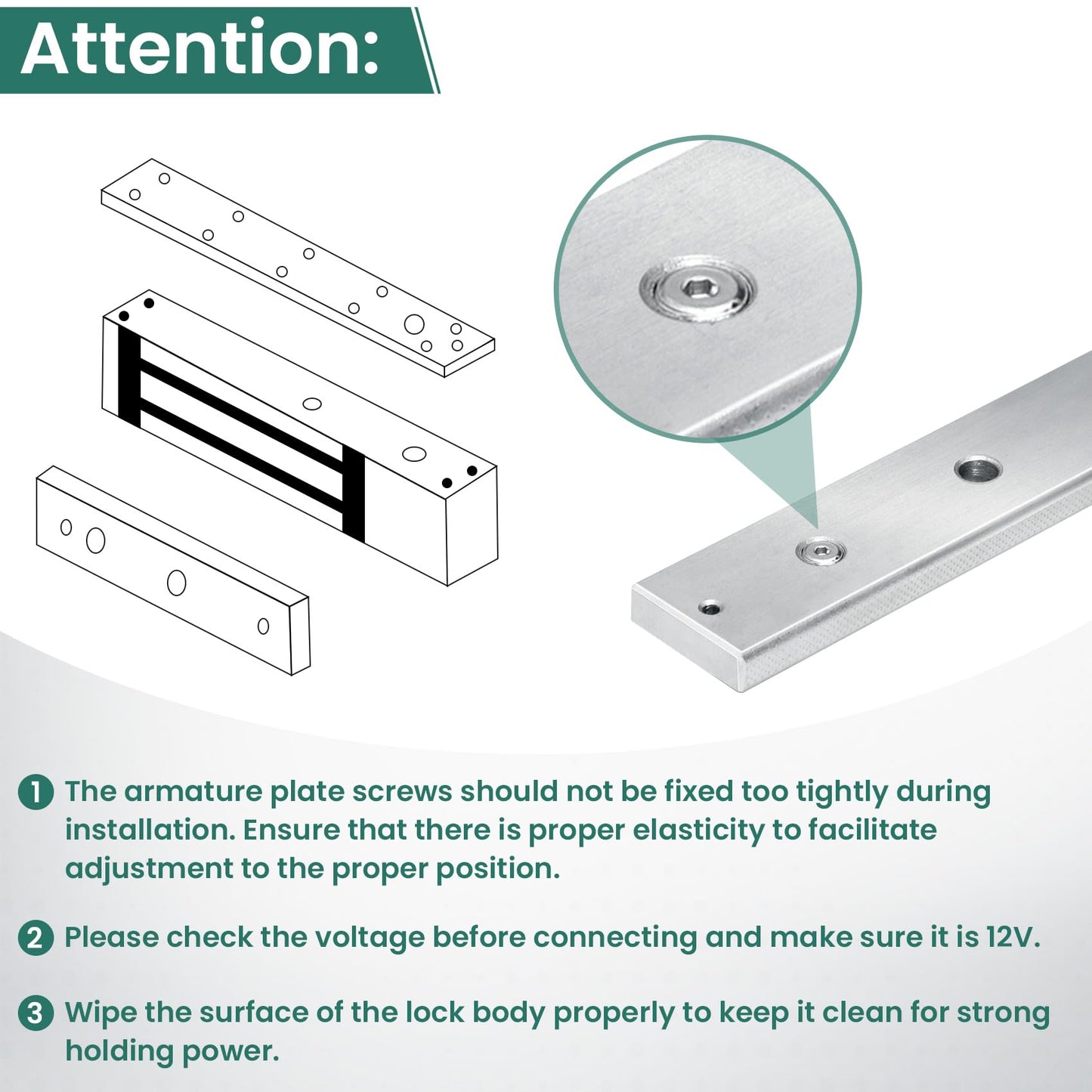 FERUERW 600LBs/280KG Electric Magnetic Lock, Electromagnetic Door Lock Holding Force for Access Control, OutSwinging Door Access Control System, Single Door 12V