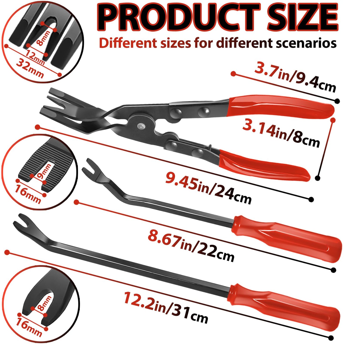 Keze 3 Pcs Auto Clip Pliers Set and Fastener Remover,Car Trim Rivet Removal Pry Tool Repair Kit with Storage Bag for Automotive Door Panel,Upholstery,Dashboard,Plastic Fasteners