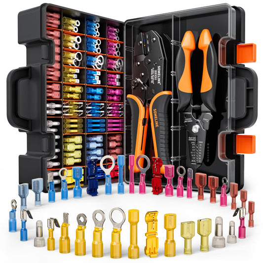 SOMELINE Crimping Tool Kit for Heat Shrink Connectors, AWG 22-10 with 36 Size Marine Grade Heat Shrink Wire Connectors, Crimping Tool for Nylon,and Sealed Terminals UL Listed Connectors