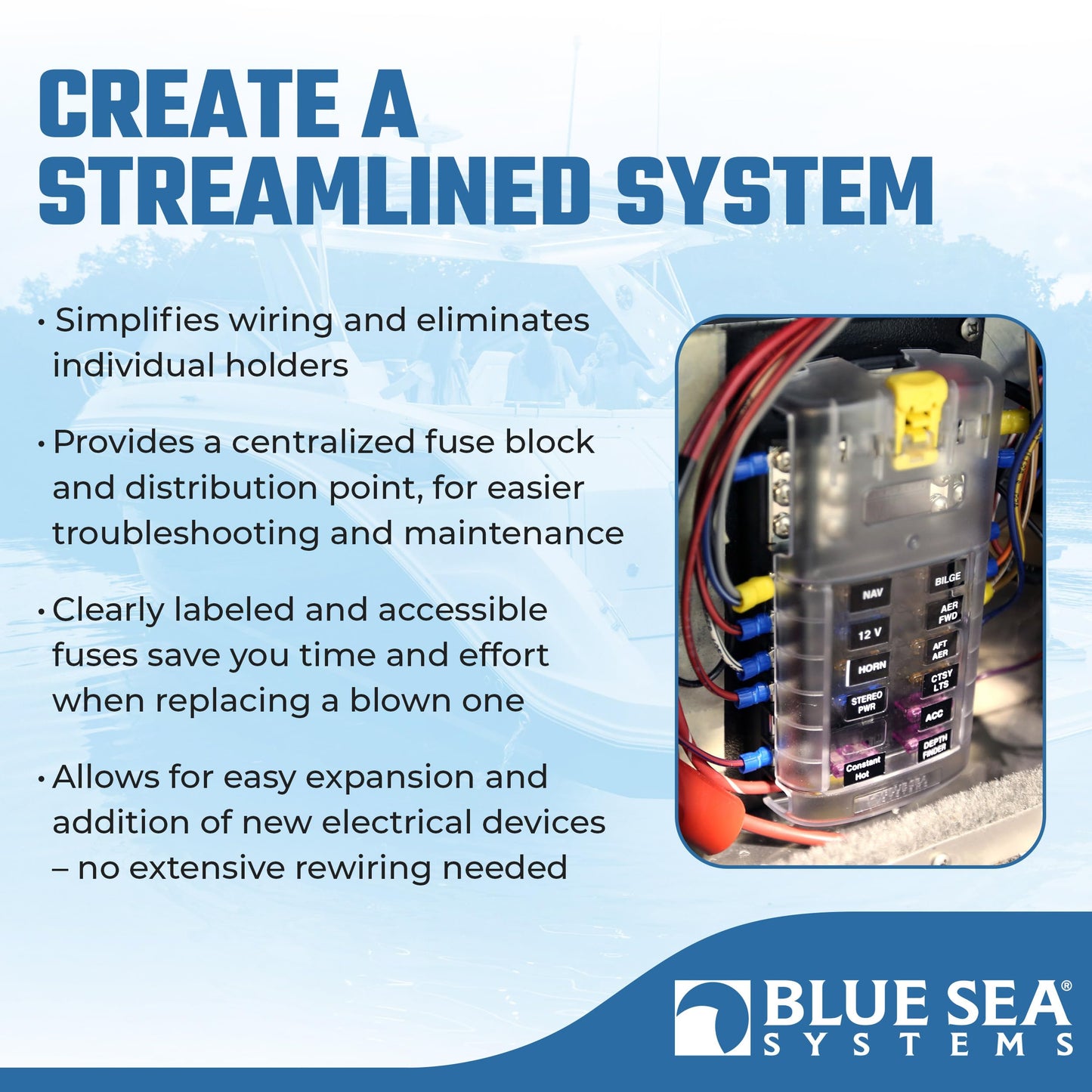 Blue Sea Systems 5026 ST Blade Fuse Block 12 Circuit with Ground and Cover