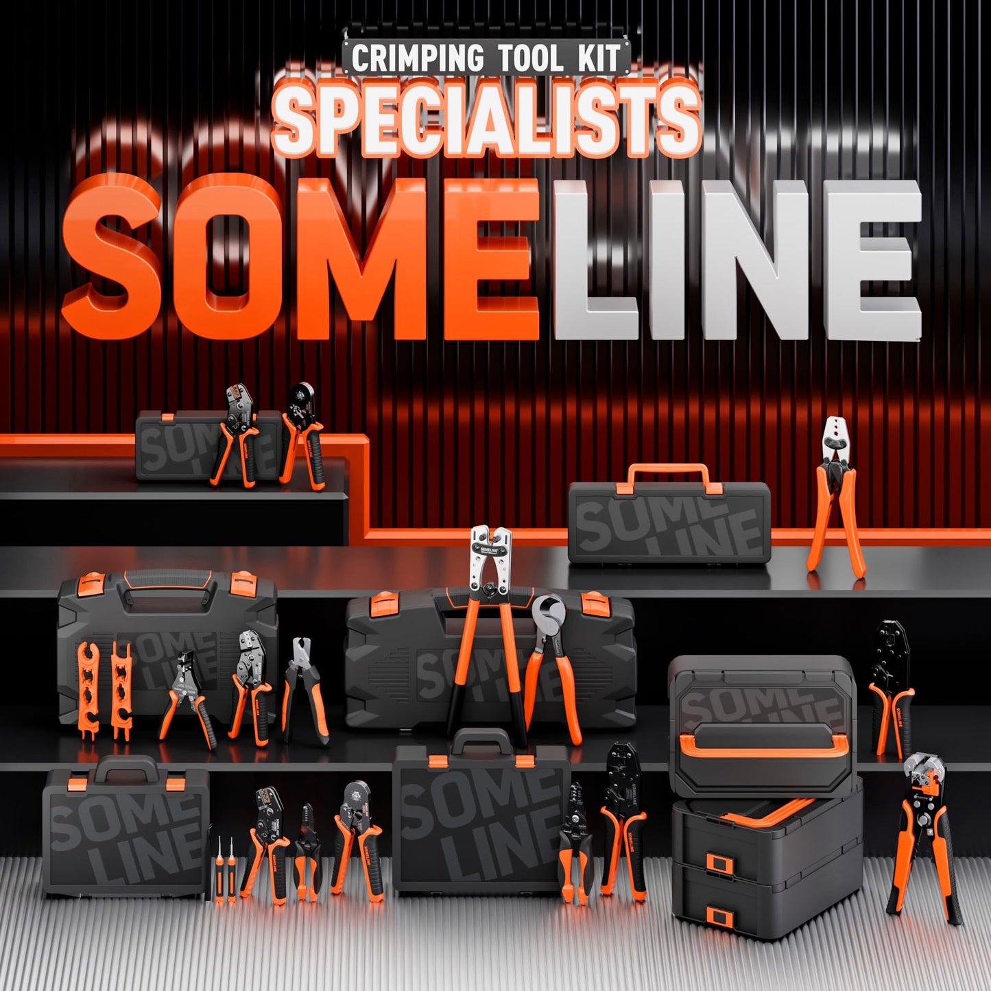 SOMELINE® Ferrule Crimping Tool Kit,Self-Adjusting Pliers for wire ferrules AWG 24-8, With 9 Sizes Insulated Wire Ferrules Terminals,Square Crimp Connector Assortment Kit (GX9-4)