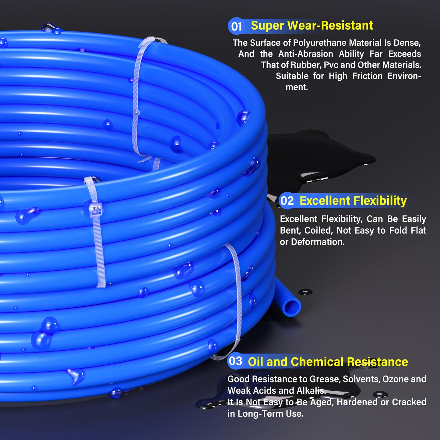TAILONZ PNEUMATIC 12mm OD 8mm ID Polyurethane PU Air Hose Pipe Tube Kit 10 Meter 32.8ft