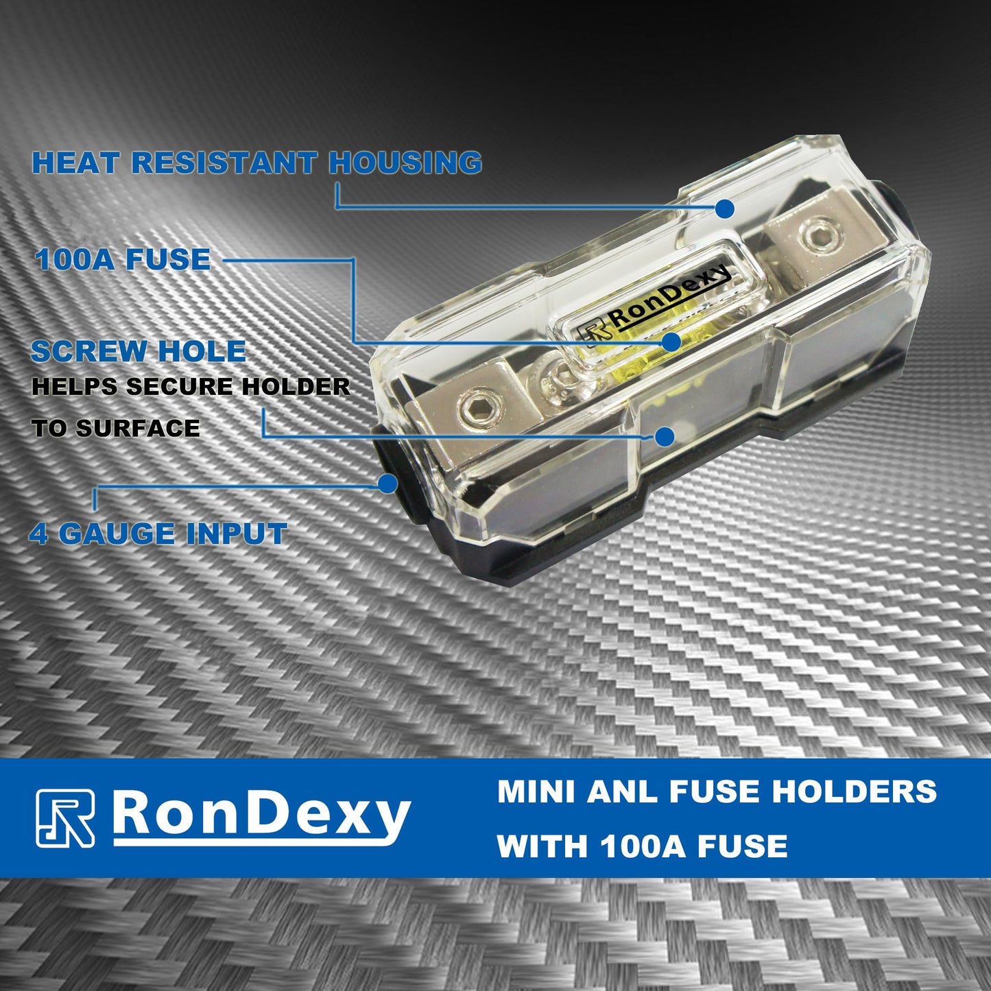 RD in-line Mini ANL Fuse Holder, 4-8 Gauge AWG in-Line Waterproof AFS Fuse Holder Auto Parts, Automotive, Marine, Industrial Inline Fuse Holders for Car Audio Amplifier(100A Fuse Included)