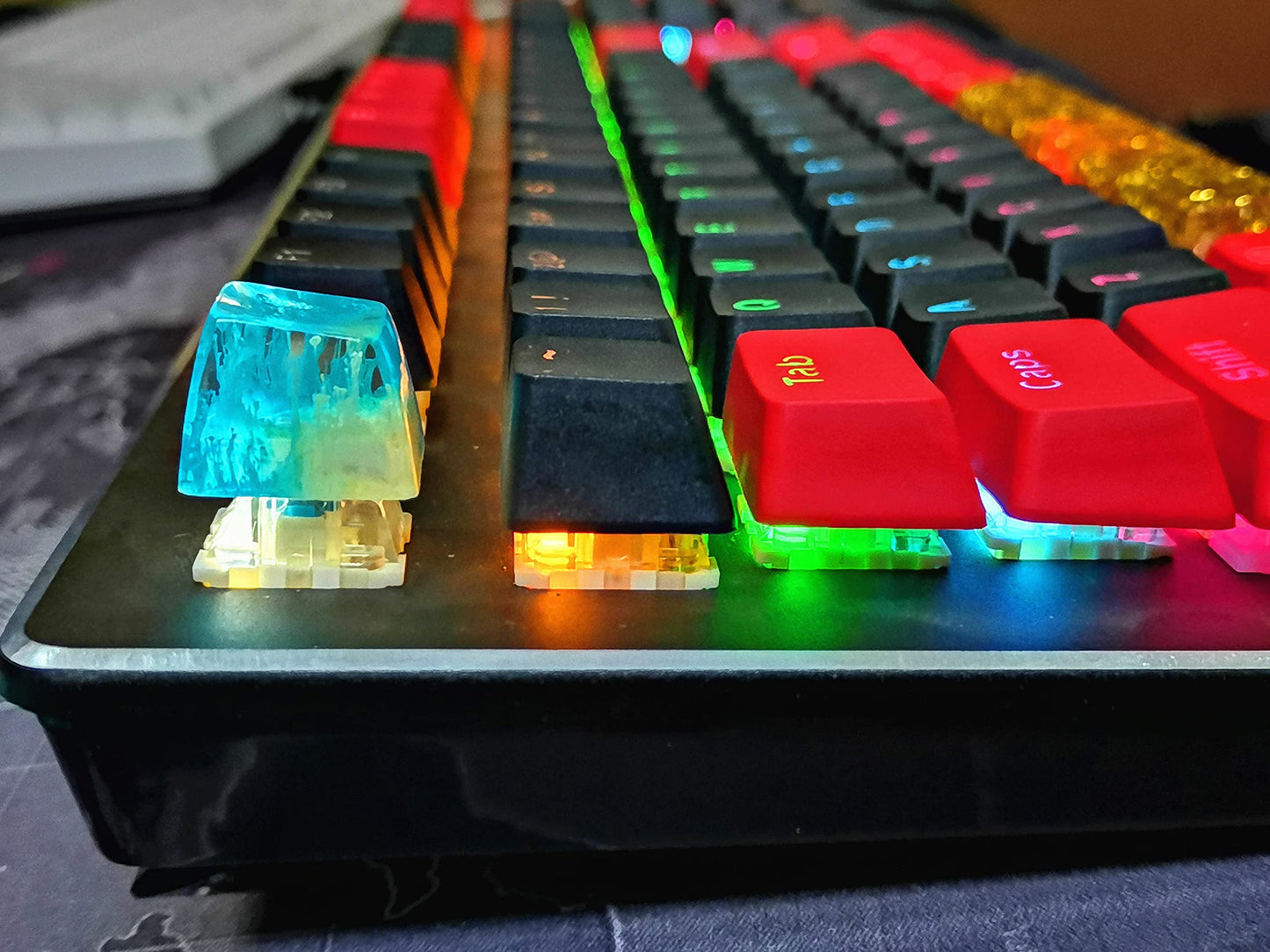 Handmade Seabed Landscape R4 Keycap Resin Artisan Backlit Switch SA Profile for Cherry MX RGB Gaming Mechanical Keyboard DIY Replace (Light Blue)