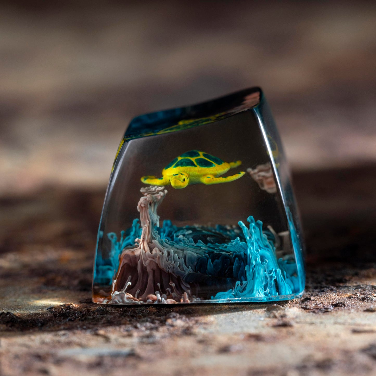 DATKEY Turtle Ocean Artisan Keycap Custom Turtle Sea Handmade Resin Keycap RGB Keyboard Cherry MX Mechanical Gaming Most Keyboard Gift for Man On Valentine Christmas