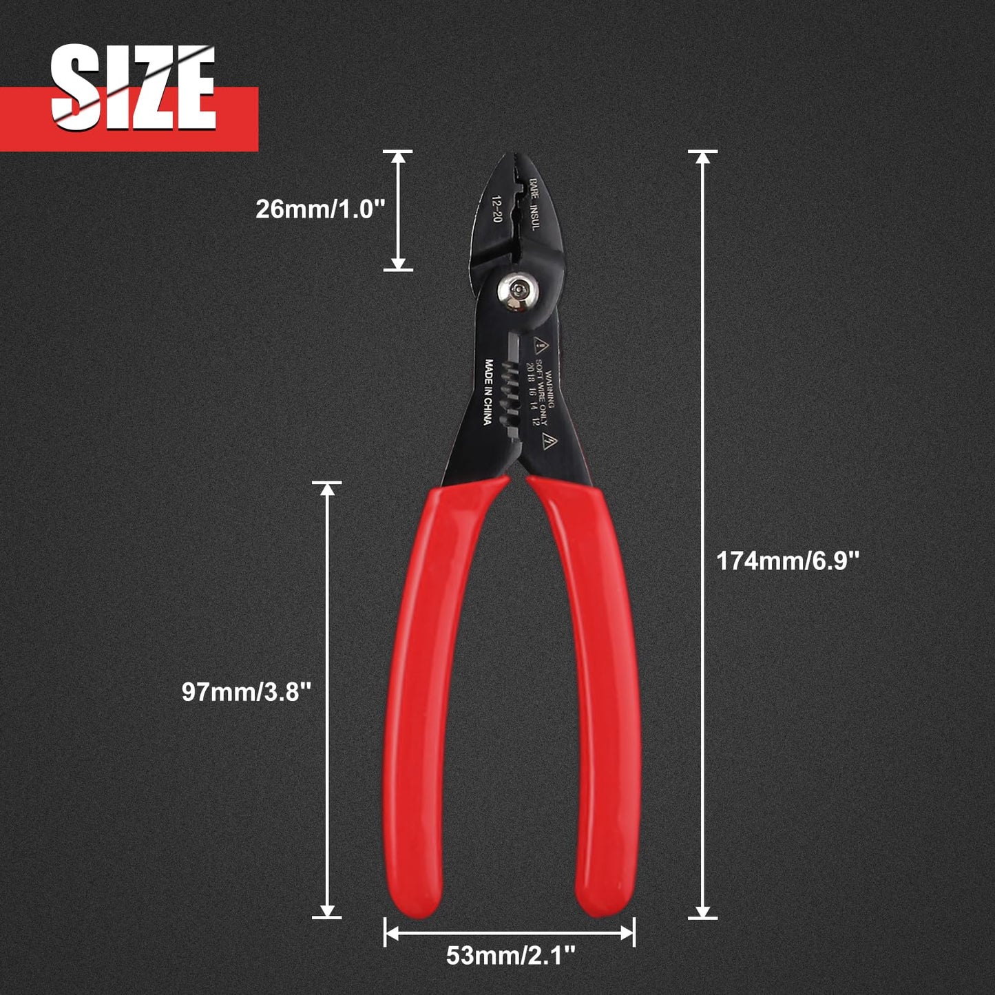 GOLD DEER 4 in 1 Wire Crimper Stripper 7 Inches Compact Wire Stripper Multi Purpose Electricians Pliers Professional Electrical Cable Stripping Crimping Tool 12-20 AWG Wire for Household Industrial