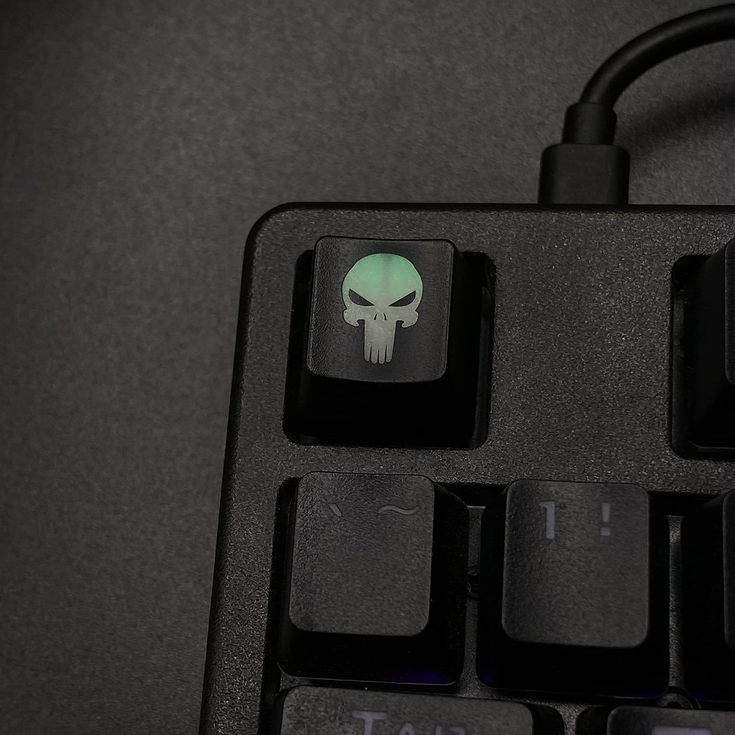 BTXETUEL Skull Backlit Artisan Keycaps for Cherry MX Mechanical Keyboard, SA Profile, ABS Translucent Backlight (Skull 2)