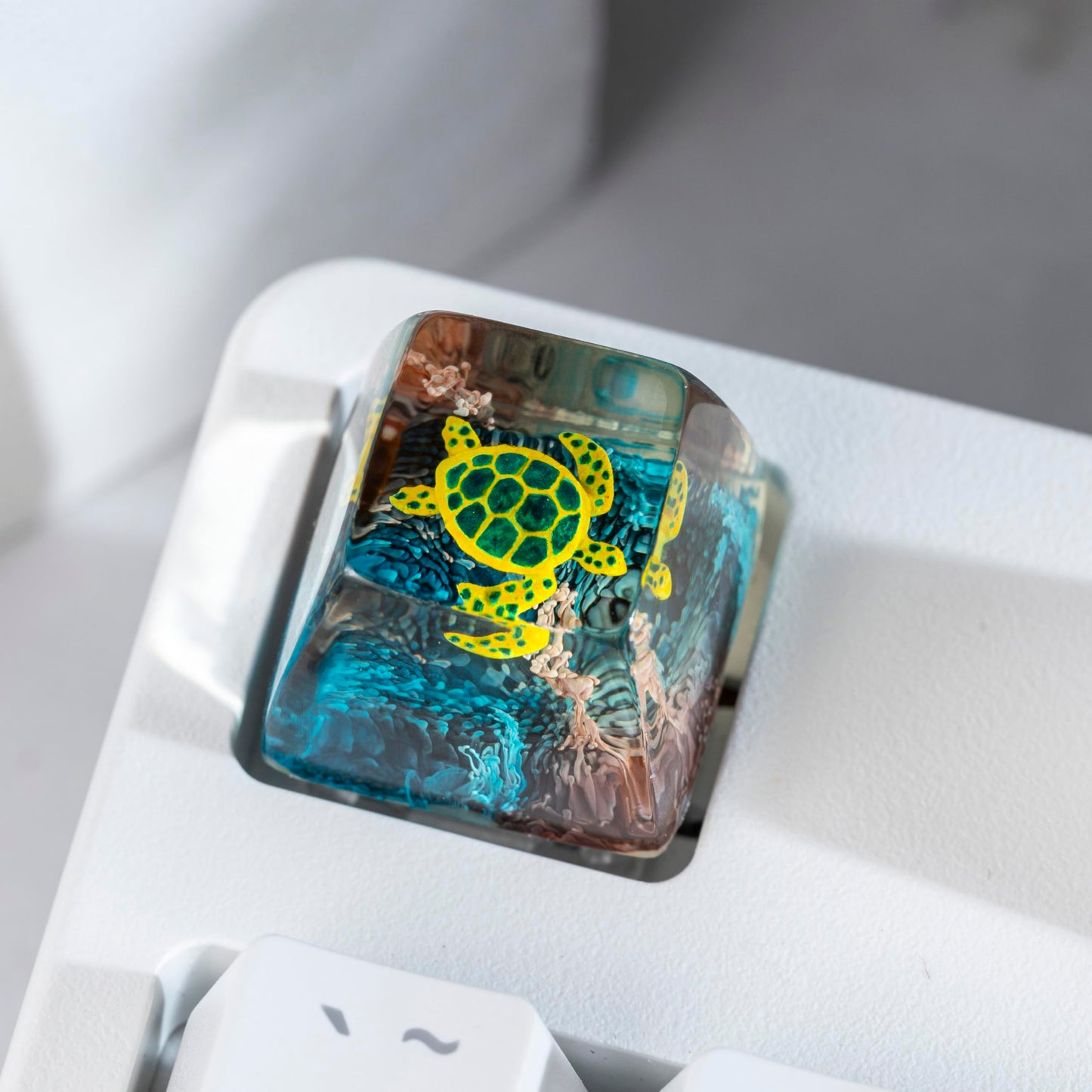 DATKEY Turtle Ocean Artisan Keycap Custom Turtle Sea Handmade Resin Keycap RGB Keyboard Cherry MX Mechanical Gaming Most Keyboard Gift for Man On Valentine Christmas