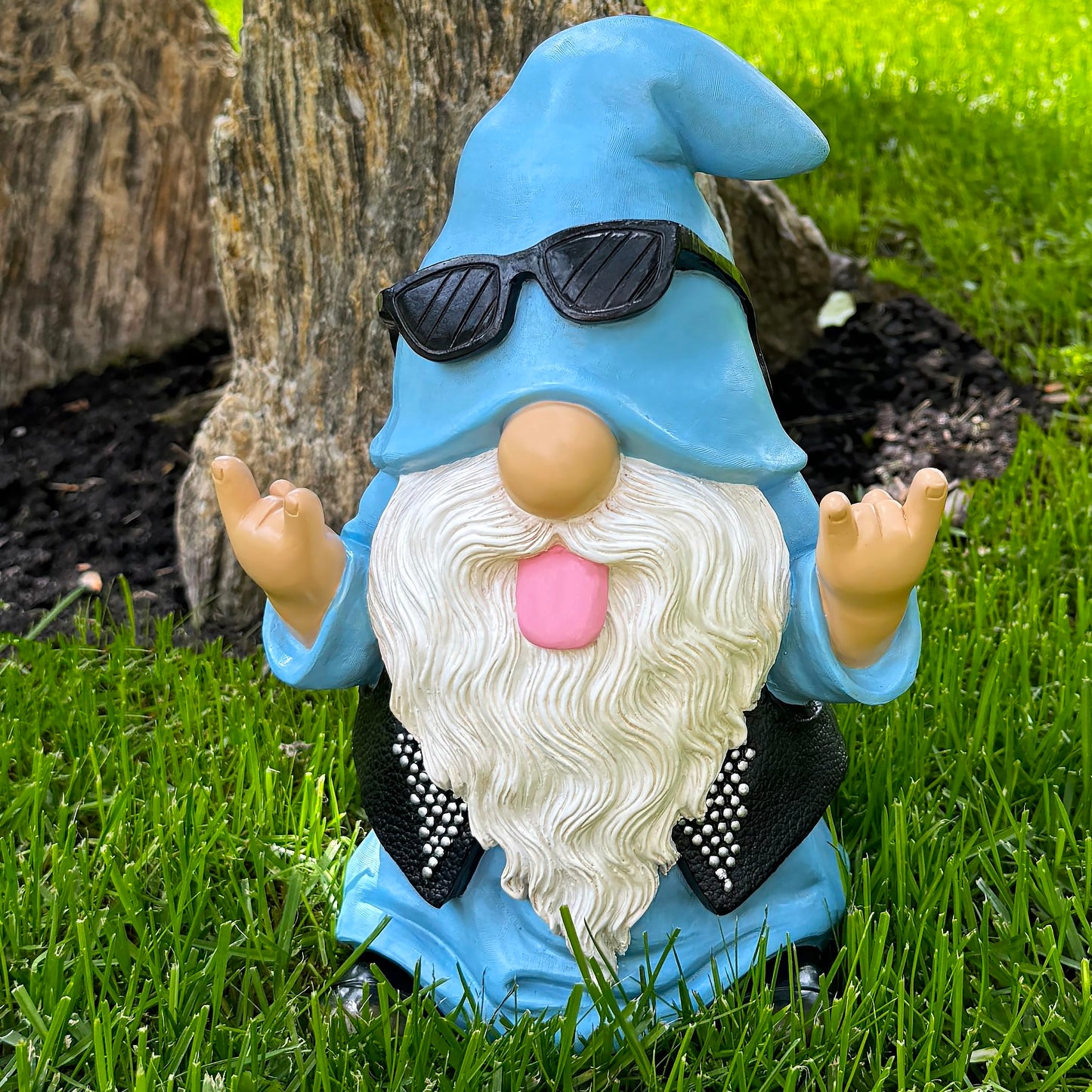 Mood Lab Garden Gnome - Rocker Gnome Statue - 9.25 Inch Tall Lawn Figurine - for Outdoor or House Decor - Funny Yard and Patio Decoration