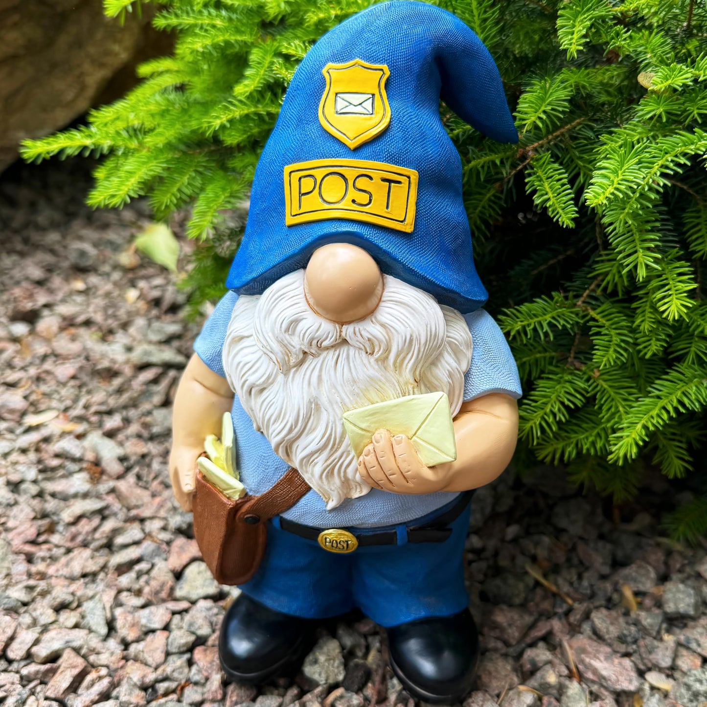 Mood Lab Garden Gnome - Funny Postman Gnome Figurine - 9.25 Inch Tall Lawn Statue - for Outdoor or House Decor