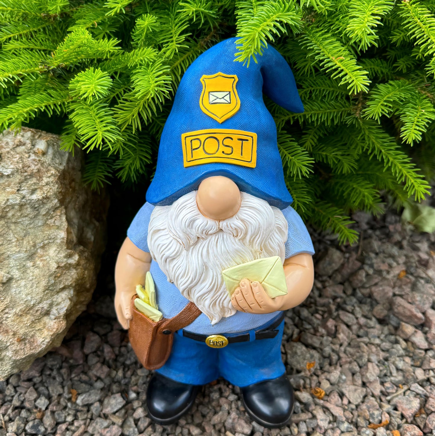 Mood Lab Garden Gnome - Funny Postman Gnome Figurine - 9.25 Inch Tall Lawn Statue - for Outdoor or House Decor
