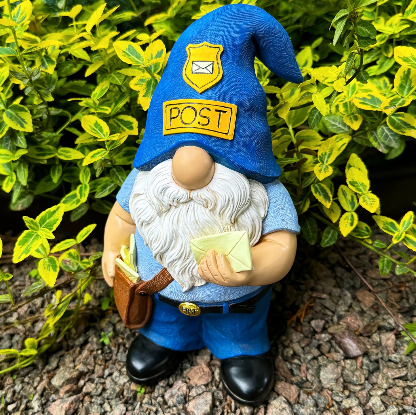 Mood Lab Garden Gnome - Funny Postman Gnome Figurine - 9.25 Inch Tall Lawn Statue - for Outdoor or House Decor