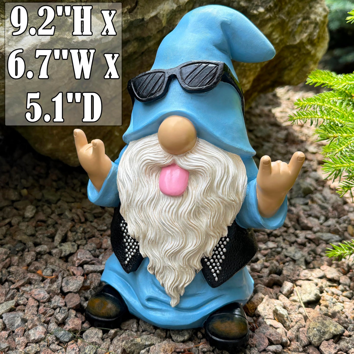 Mood Lab Garden Gnome - Rocker Gnome Statue - 9.25 Inch Tall Lawn Figurine - for Outdoor or House Decor - Funny Yard and Patio Decoration