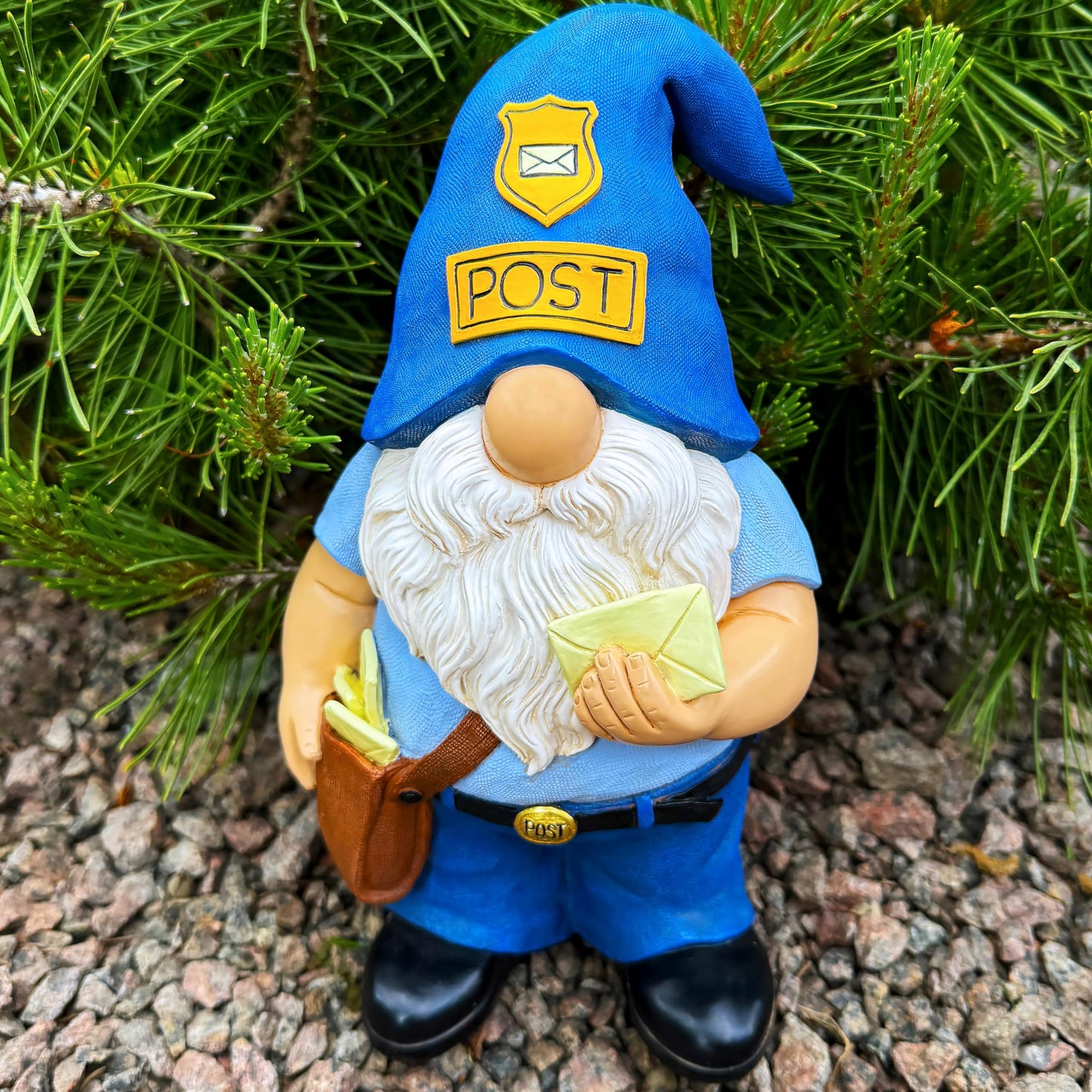 Mood Lab Garden Gnome - Funny Postman Gnome Figurine - 9.25 Inch Tall Lawn Statue - for Outdoor or House Decor