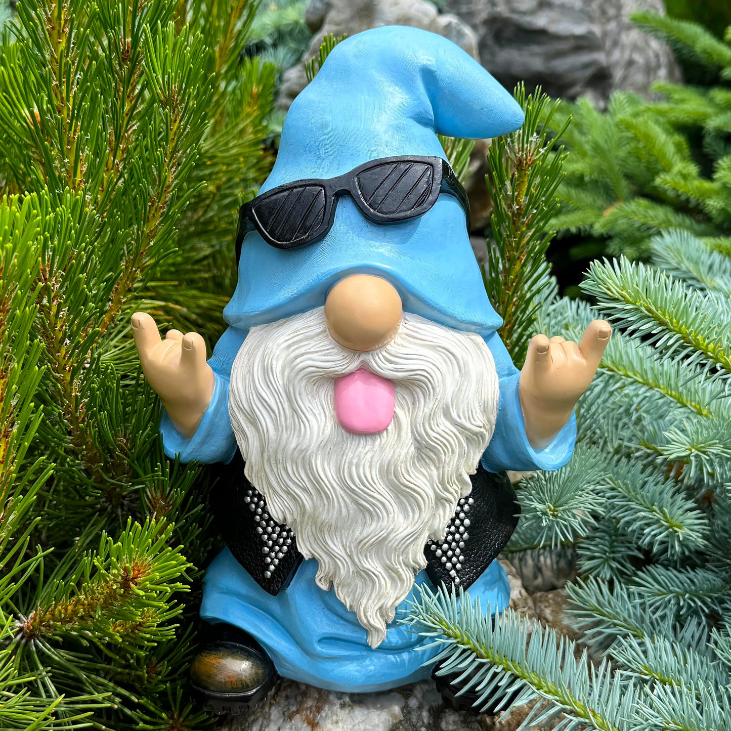 Mood Lab Garden Gnome - Rocker Gnome Statue - 9.25 Inch Tall Lawn Figurine - for Outdoor or House Decor - Funny Yard and Patio Decoration