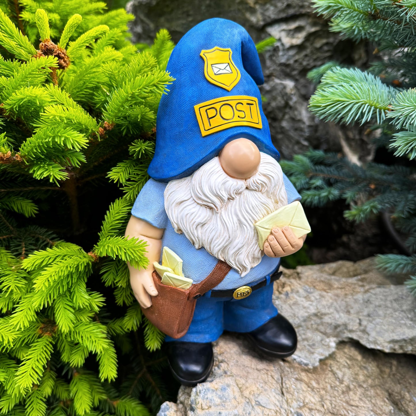 Mood Lab Garden Gnome - Funny Postman Gnome Figurine - 9.25 Inch Tall Lawn Statue - for Outdoor or House Decor