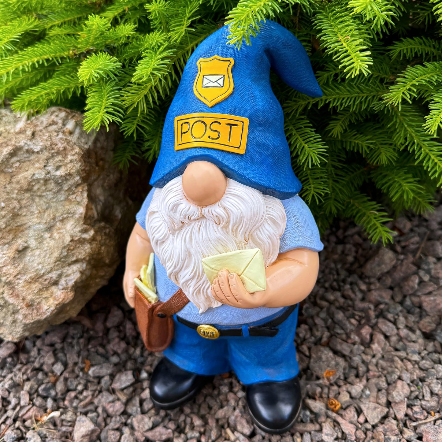 Mood Lab Garden Gnome - Funny Postman Gnome Figurine - 9.25 Inch Tall Lawn Statue - for Outdoor or House Decor