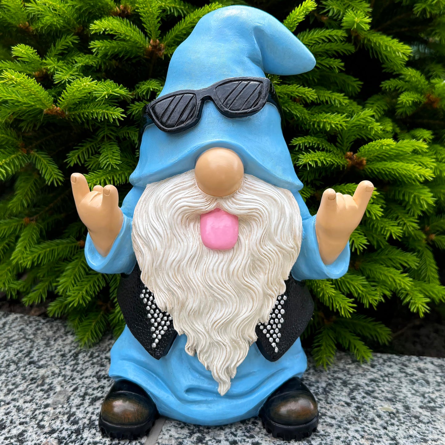 Mood Lab Garden Gnome - Rocker Gnome Statue - 9.25 Inch Tall Lawn Figurine - for Outdoor or House Decor - Funny Yard and Patio Decoration