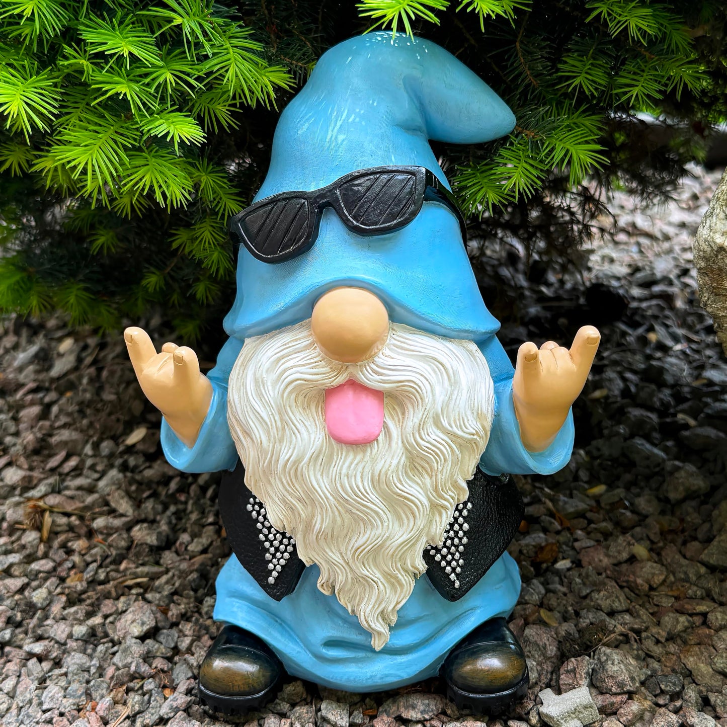 Mood Lab Garden Gnome - Rocker Gnome Statue - 9.25 Inch Tall Lawn Figurine - for Outdoor or House Decor - Funny Yard and Patio Decoration