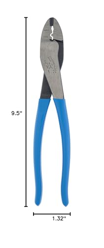 Channellock 909 9.5-Inch Wire Crimping Tool | Electrician's Terminal Crimp Pliers with Cutter are Designed for Insulated and Non-Insulated Connections