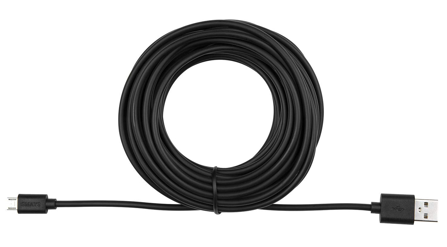 Smays 25 ft Micro USB Cable Replacement for Wyze Cam, Nest Camera - Extra Long Extension Power Cord (Black)