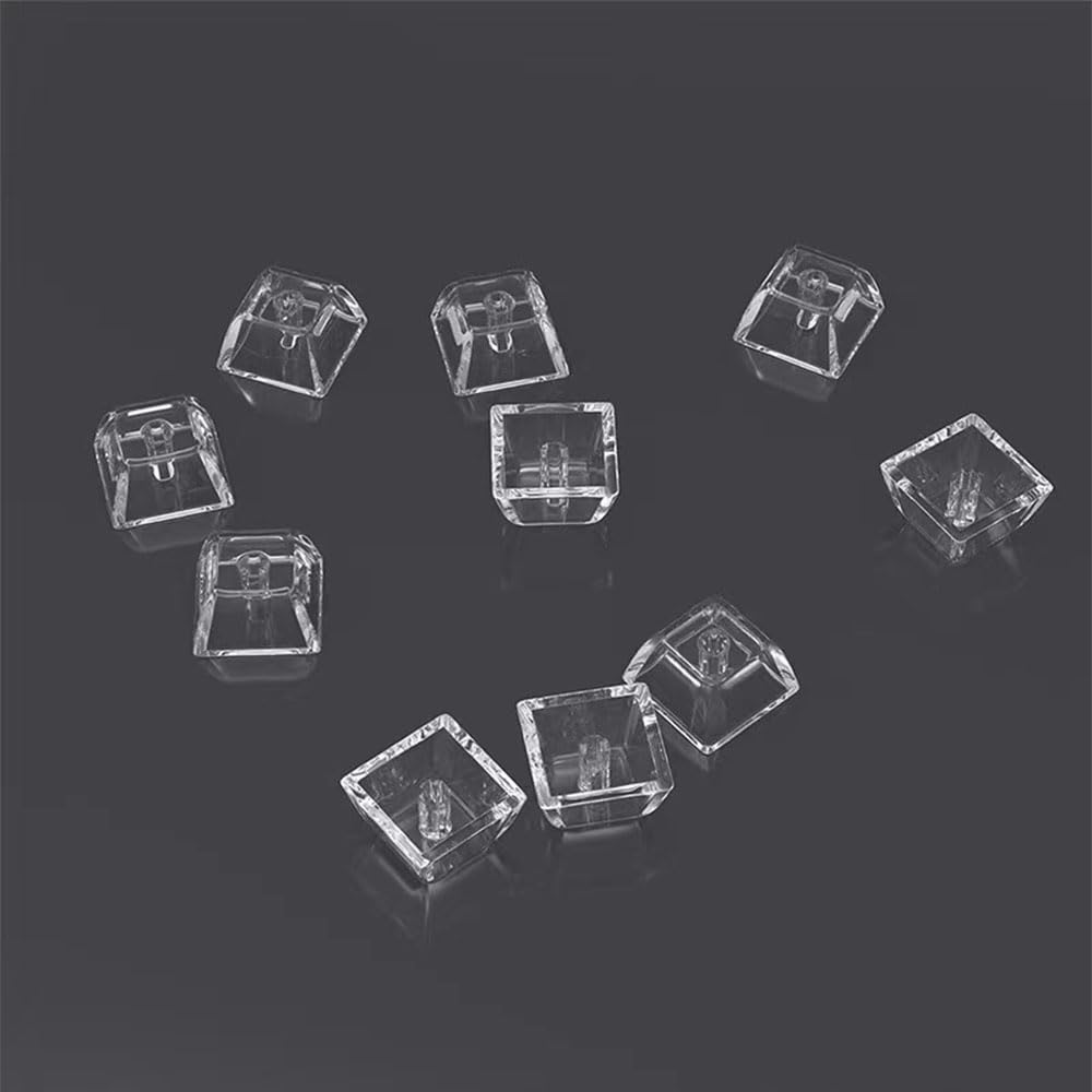 Elacgap Blank Crystal Transparent Keycaps PC Material 1U XDA Profile Keycap for MX switches Mechanical Keyboard Backlit (XDA Transparent, 20pcs)