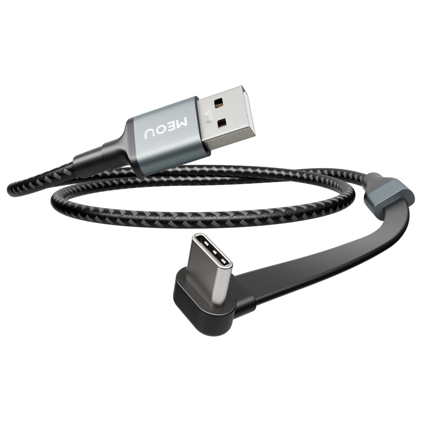 USB to USB C Cable 1ft, 60W USB A to USB C Fast Charging Cable, Right Angle USB C Cord Nylon Braided for iPhone 16/15, iPad Pro, Samsung Galaxy S21/S22/S23/S24, Note 20 10, Pixel 8, Nintendo etc.