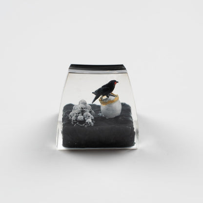 ULTRAEQUIP Artisan Keycaps Raven&Crow Resin Skull keycap ESC Custom Keycap 1U SA Prolfile Handmade Keycaps for MX Switch Mechanical Keyboards Key Cap (King_Skull)