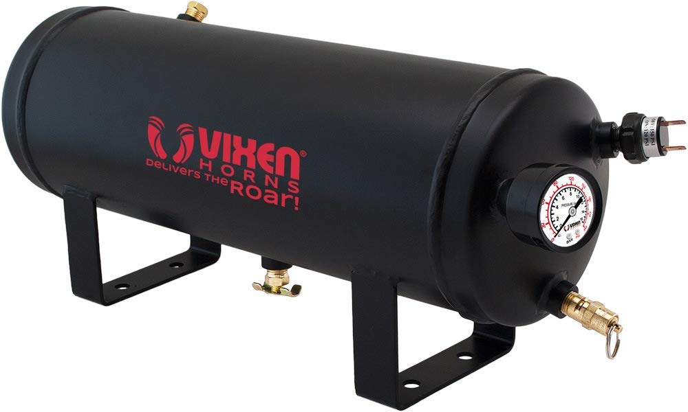 Vixen Horns Train Horn Kit for Trucks/Car/Semi. Complete Onboard System- 200psi Air Compressor, 1.5 Gallon Tank, 4 Trumpets. Super Loud dB. Fits Vehicles like Pickup/Jeep/RV/SUV 12v VXO8315/4114B