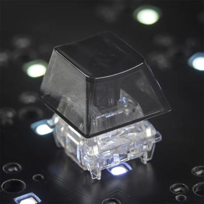 Elacgap Blank Crystal Transparent Black Keycaps PC Material 1U Cherry Profile R4 Keycap for MX switches Mechanical Keyboard Backlit (Cherry Transparent Black, 20pcs)