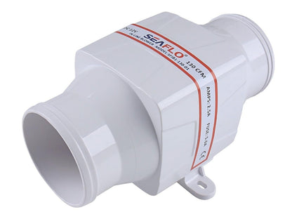 SEAFLO 3" In-Line Marine Bilge Air Blower 12V 130 CFM Ultra-Quiet White for Yacht/Sailboat/Boat - Model Number:SFIB1-130-01
