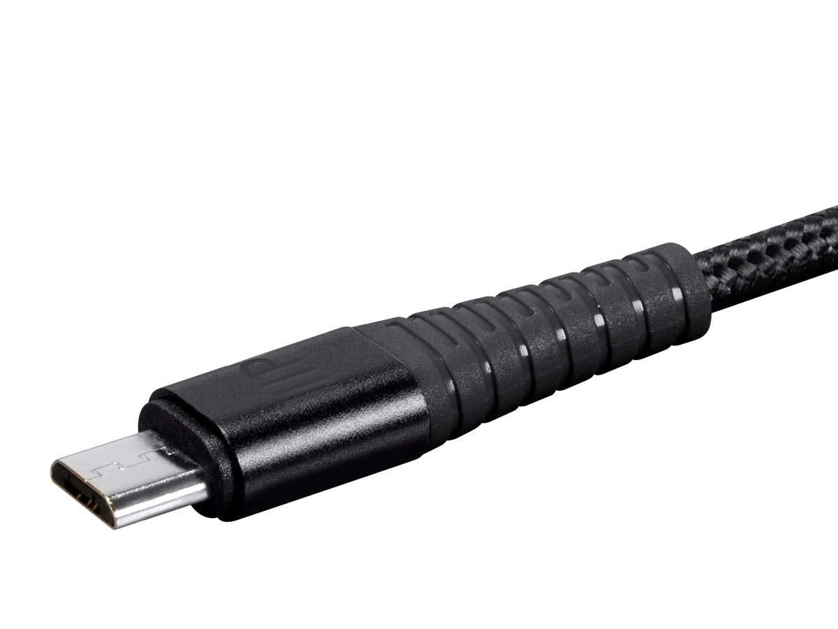 Monoprice USB 2.0 Micro B to Type A Charge & Sync Cable - 6 Feet - Black | Nylon-Braid, Durable, Kevlar-Reinforced - AtlasFlex Series