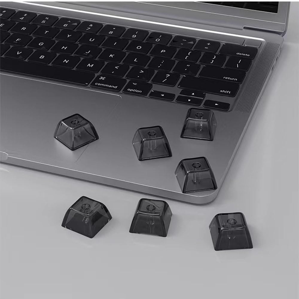 Elacgap Blank Crystal Transparent Black Keycaps PC Material 1U XDA Profile Keycap for MX switches Mechanical Keyboard Backlit (XDA Transparent Black, 20pcs)