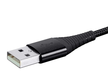 Monoprice USB 2.0 Micro B to Type A Charge & Sync Cable - 6 Feet - Black | Nylon-Braid, Durable, Kevlar-Reinforced - AtlasFlex Series