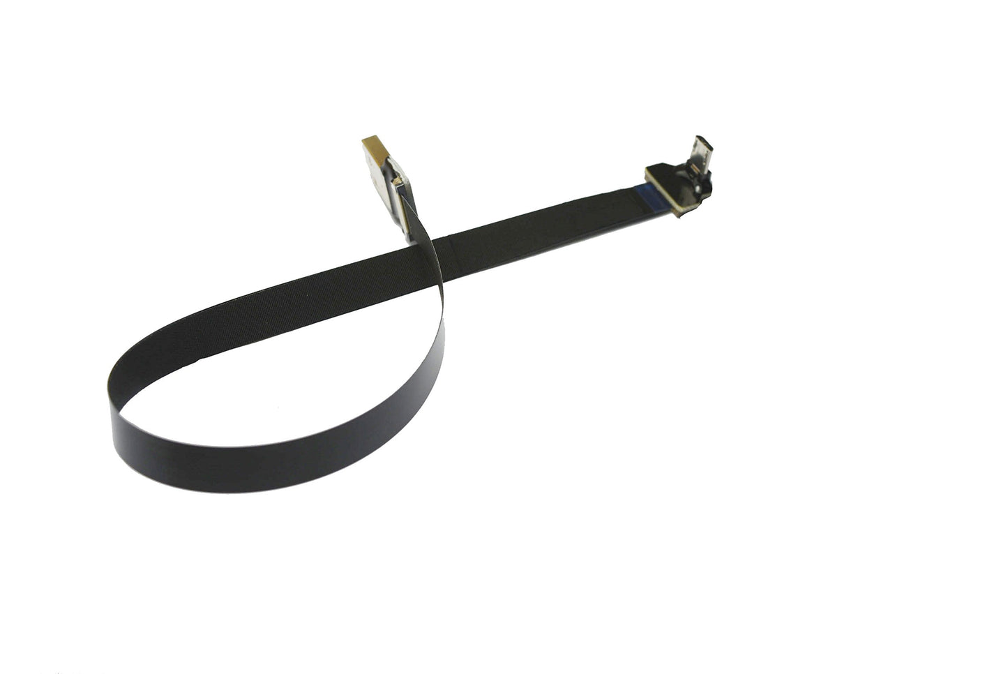 Permanent FFC USB Cable FPV Flat Slim Thin Ribbon FPC Cable Micro USB 90 Degree to Standard USB A for sync and Charging Black (20CM)